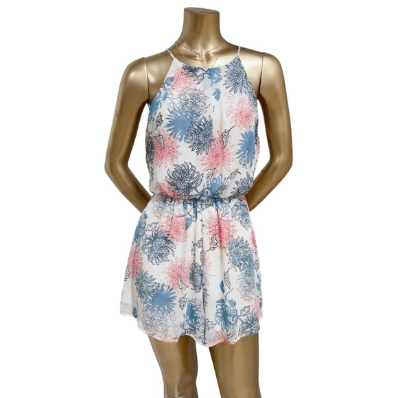 LUSH Women's Multicolor Floral Print Sleeveless Halter Romper Size S - Picture 8 of 8